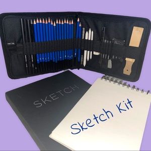 Sketch Kit: Pencil/Tool Case + 2 Sketchbooks (New)